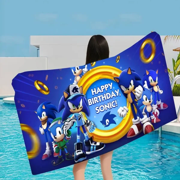 Classic Character Hit Movie Sonic Microfiber Beach Towel Absorbent Quick Dry Soft Yoga Swimming Resort Mountain Climbing Towel 3