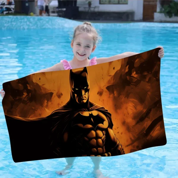 B-Batman Beach Towel Cartoon Cute Summer Kids Large Bath Pool Beach Towel Microfiber Absorbent For Swimming Travel 2
