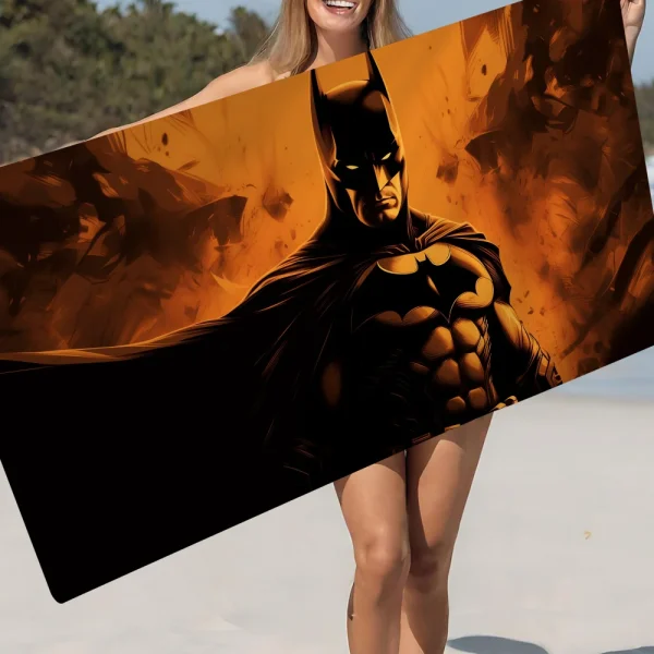 B-Batman Beach Towel Cartoon Cute Summer Kids Large Bath Pool Beach Towel Microfiber Absorbent For Swimming Travel 3