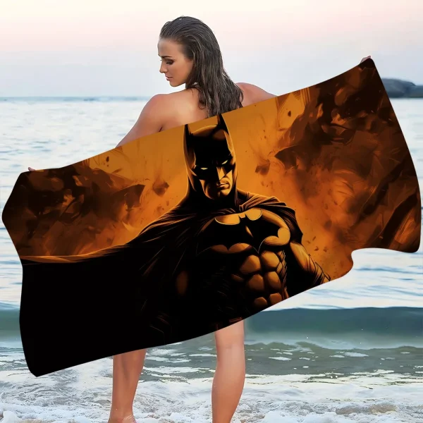 B-Batman Beach Towel Cartoon Cute Summer Kids Large Bath Pool Beach Towel Microfiber Absorbent For Swimming Travel 4