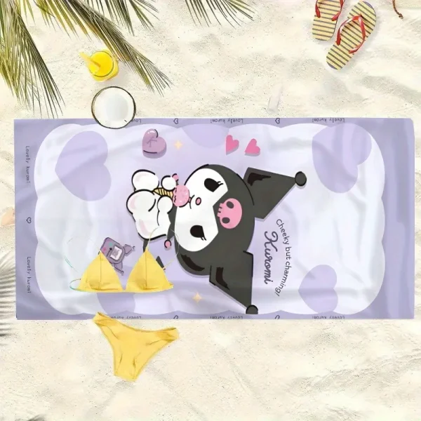 Kuromi-Themed Cheeky and Charming Beach Towel: Perfect for Summer Fun!, Towels, holiday party decorations, gifts 4