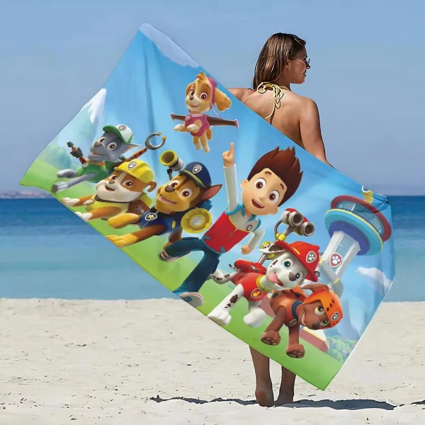 Cartoon puppy Beach Towel Microfiber Sand Free Quick Dry Soft Sandproof Pool Towels Gift for P-PAW P-Patrol Women Travel Shower 1