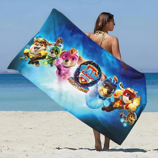 Cartoon puppy Beach Towel Microfiber Sand Free Quick Dry Soft Sandproof Pool Towels Gift for P-PAW P-Patrol Women Travel Shower 4