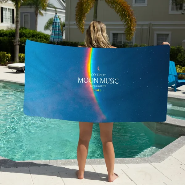 Rock Band C-Coldplay Moon Music Towel Soft Pool Gift For Travel Gym Shower Camping Quick Dry Sports Large Beach Towel 2