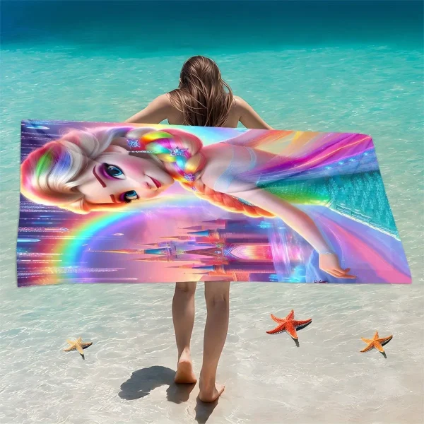 Frozen Elsa Beach Towel: Magical Castle & Rainbow Design for Fun in the Sun! Suitable for towels, bath towels, beach towels 5