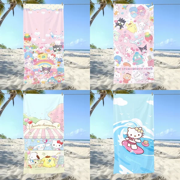 Sanrio Character-Printed Beach Towels: Adorable Designs for Fun in the Sun! Suitable for towels, bath towels, beach towels 1