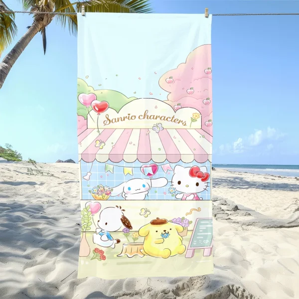 Sanrio Character-Printed Beach Towels: Adorable Designs for Fun in the Sun! Suitable for towels, bath towels, beach towels 2