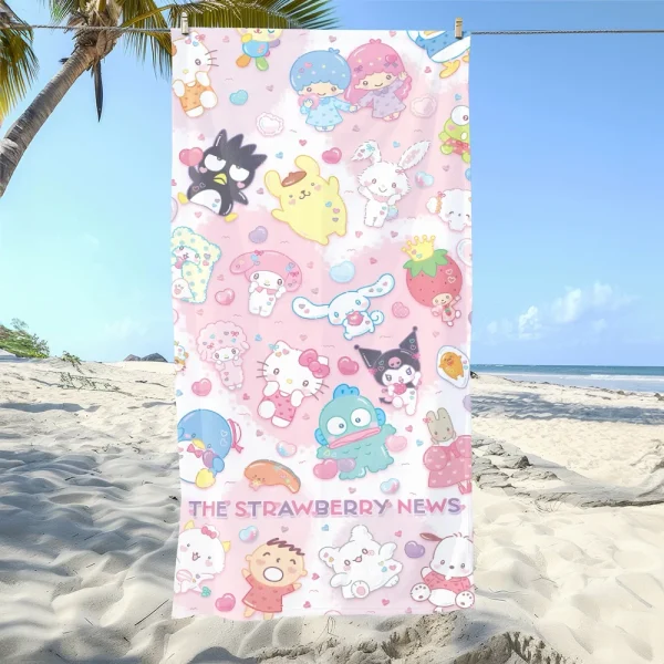 Sanrio Character-Printed Beach Towels: Adorable Designs for Fun in the Sun! Suitable for towels, bath towels, beach towels 3