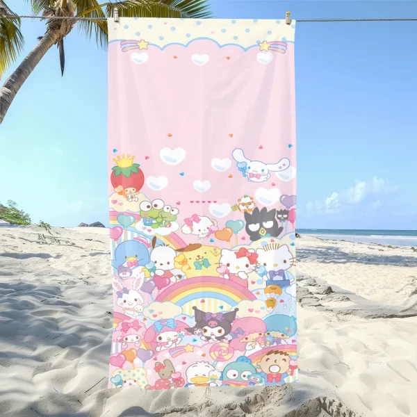 Sanrio Character-Printed Beach Towels: Adorable Designs for Fun in the Sun! Suitable for towels, bath towels, beach towels 5