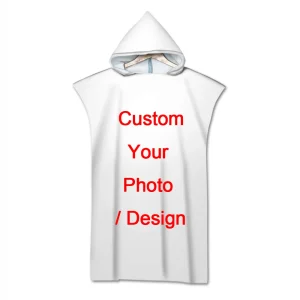 Customize Photo Beach Towels Quick Dry Hooded Cloak Bath Towels Adult Kids Parent-Child Surf Poncho Bathrobe For Swimming 1