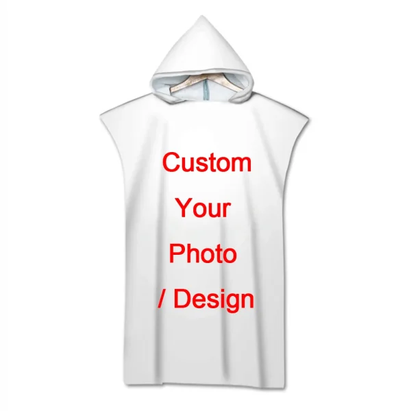 Customize Photo Beach Towels Quick Dry Hooded Cloak Bath Towels Adult Kids Parent-Child Surf Poncho Bathrobe For Swimming 1