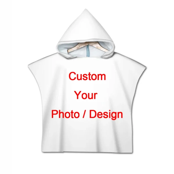 Customize Photo Beach Towels Quick Dry Hooded Cloak Bath Towels Adult Kids Parent-Child Surf Poncho Bathrobe For Swimming 4