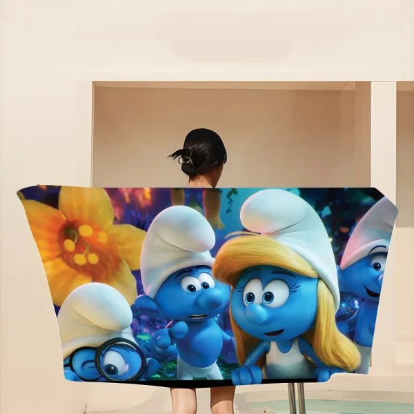 Cartoon S_Smurfs Microfiber Blanket Quick Drying Beach Towels Oversized Printing Super Absorbent Pool Towel Blanket 6