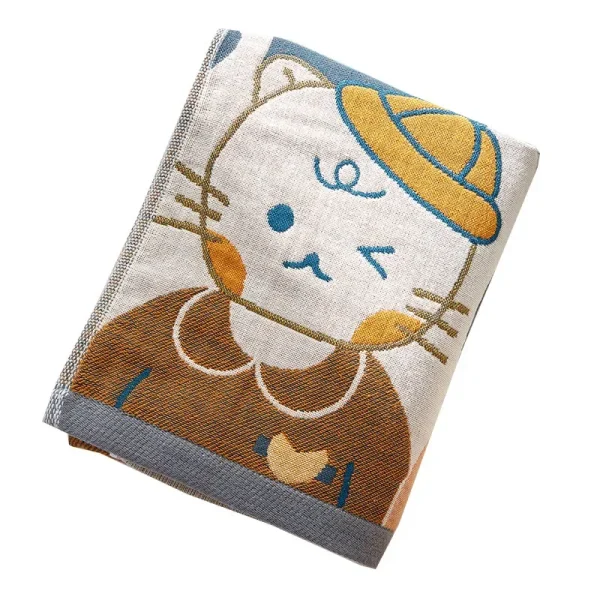 Kawaii cotton gauze bath towel for adult skin-friendly easily absorbent quick-drying children cartoon large towel 70x140cm 5