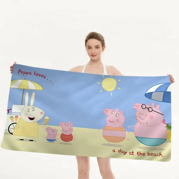 Cartoon P-Peppa Pig Microfiber Beach Towel Absorbent Quick Dry Soft Yoga Swimming Resort Mountain Climbing Towel 1