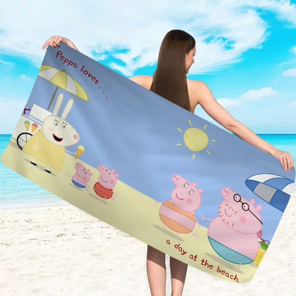 Cartoon P-Peppa Pig Microfiber Beach Towel Absorbent Quick Dry Soft Yoga Swimming Resort Mountain Climbing Towel 5