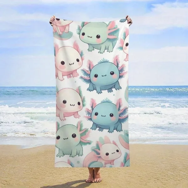 Beach Towel With Mexican Axolotl Cartoon Beach Towel Design Sports Travel  Swim Pool Yoga More Suitable for Summer 2