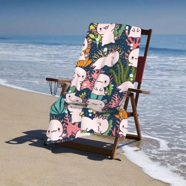Beach Towel With Mexican Axolotl Cartoon Beach Towel Design Sports Travel  Swim Pool Yoga More Suitable for Summer 3