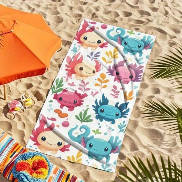 Beach Towel With Mexican Axolotl Cartoon Beach Towel Design Sports Travel  Swim Pool Yoga More Suitable for Summer 5