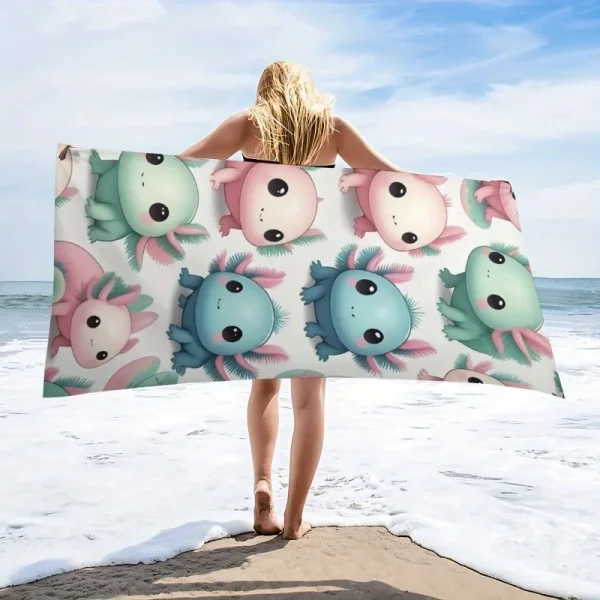 Beach Towel With Mexican Axolotl Cartoon Beach Towel Design Sports Travel  Swim Pool Yoga More Suitable for Summer 6