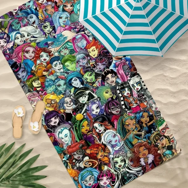 M-Monster Cartoon H-High Towel Pool Beach Towel Portable Quick Fast Dry Sand Outdoor Travel Swim Blanket Thin Mat Bath TowelS 4