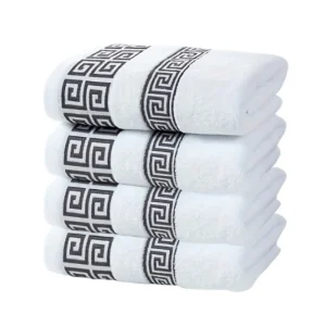 1/4/6PCS White Cotton Towels Set 35x75cm 70x140cm Embroidered Bathroom Geometric Oversized Gift Bath Hand Face Towels Cover 1