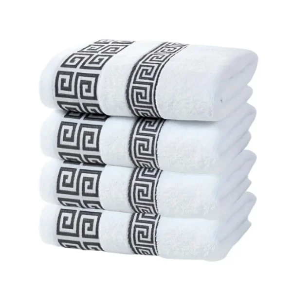 1/4/6PCS White Cotton Towels Set 35x75cm 70x140cm Embroidered Bathroom Geometric Oversized Gift Bath Hand Face Towels Cover 1