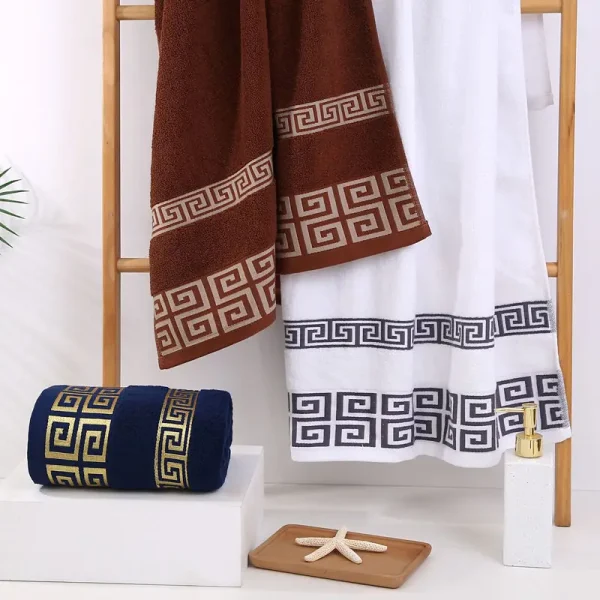 1/4/6PCS White Cotton Towels Set 35x75cm 70x140cm Embroidered Bathroom Geometric Oversized Gift Bath Hand Face Towels Cover 5
