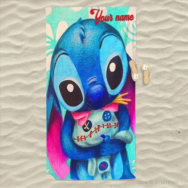 1 PC Stitch Cartoon Beach Towel - Super Absorbent, Quick Dry, Lightweight, Soft & Oversized Microfiber Beach For Children 3