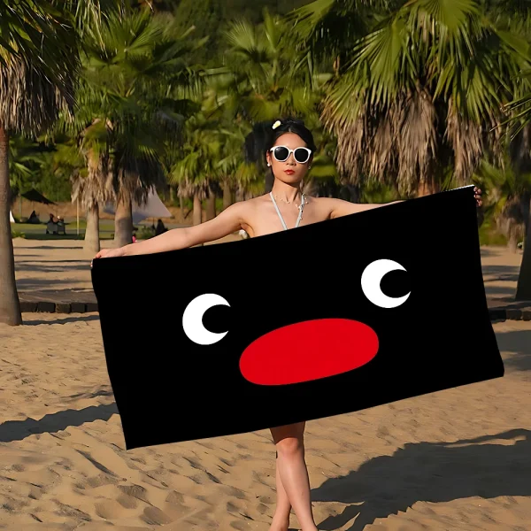 Cartoon Cute Pingu Penguin Anime Beach Towels Shower Towel Sauna Travel Spa Microfiber Quick Dry Gym Accessories Cute Room Decor 6