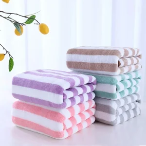 1PC 35x75cm Stripes Absorbent Quick Drying Bath Towel Sets Soft Adults Face Hand Towels Bathroom Microfiber Swim Bath Towels 1