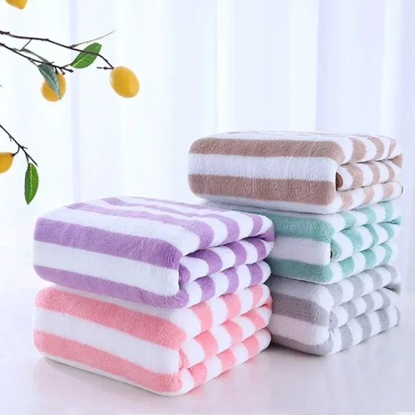 1PC 35x75cm Stripes Absorbent Quick Drying Bath Towel Sets Soft Adults Face Hand Towels Bathroom Microfiber Swim Bath Towels 1