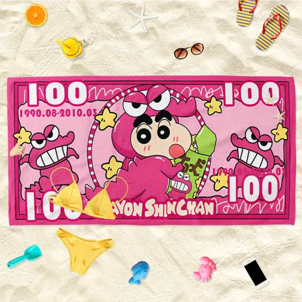 Adorable Crayon Shinchan & Sailor Moon Themed Beach Towels: 100% Fun for Summer! Suitable for towels, bath towels, beach towels 2