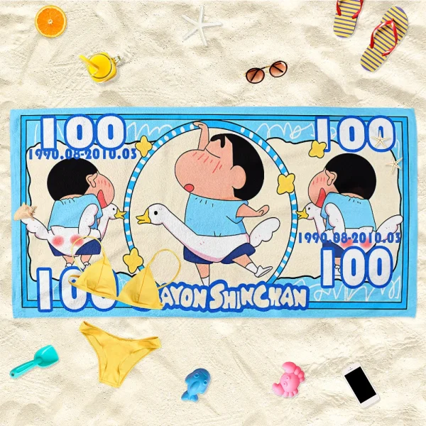 Adorable Crayon Shinchan & Sailor Moon Themed Beach Towels: 100% Fun for Summer! Suitable for towels, bath towels, beach towels 3