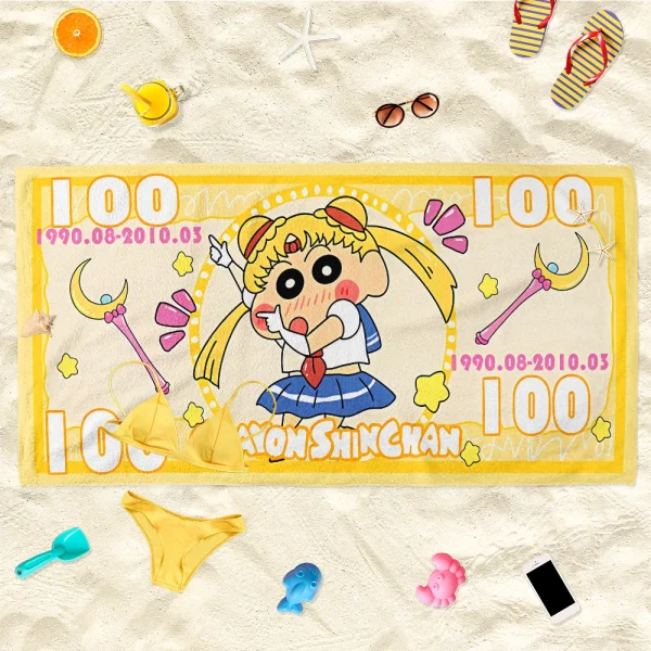Adorable Crayon Shinchan & Sailor Moon Themed Beach Towels: 100% Fun for Summer! Suitable for towels, bath towels, beach towels 4