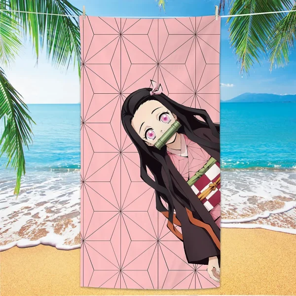 D-Demon Slayer Beach Towels Personalized Bath Towels Pool Vacation Gift Picnic Towel Quick-Drying Party Gifts Children's Day 2