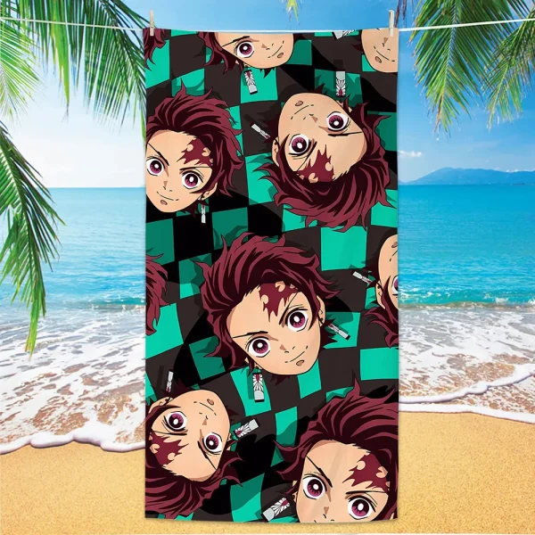 D-Demon Slayer Beach Towels Personalized Bath Towels Pool Vacation Gift Picnic Towel Quick-Drying Party Gifts Children's Day 3