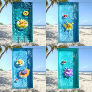Pokémon-Themed Beach Towel: Pikachu & Gastly in Aquatic Fun! Suitable for towels, bath towels, beach towels 1