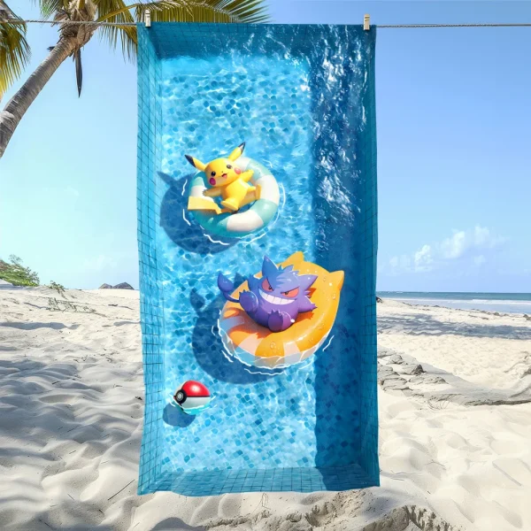 Pokémon-Themed Beach Towel: Pikachu & Gastly in Aquatic Fun! Suitable for towels, bath towels, beach towels 2