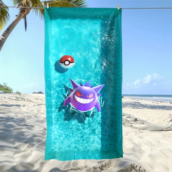 Pokémon-Themed Beach Towel: Pikachu & Gastly in Aquatic Fun! Suitable for towels, bath towels, beach towels 3