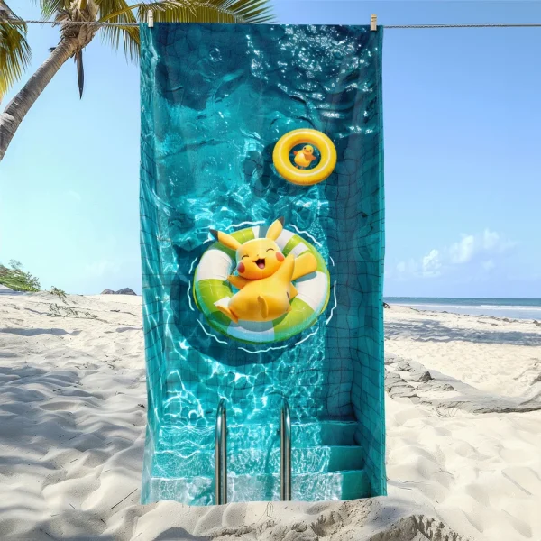 Pokémon-Themed Beach Towel: Pikachu & Gastly in Aquatic Fun! Suitable for towels, bath towels, beach towels 4