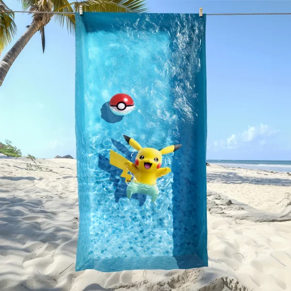 Pokémon-Themed Beach Towel: Pikachu & Gastly in Aquatic Fun! Suitable for towels, bath towels, beach towels 5