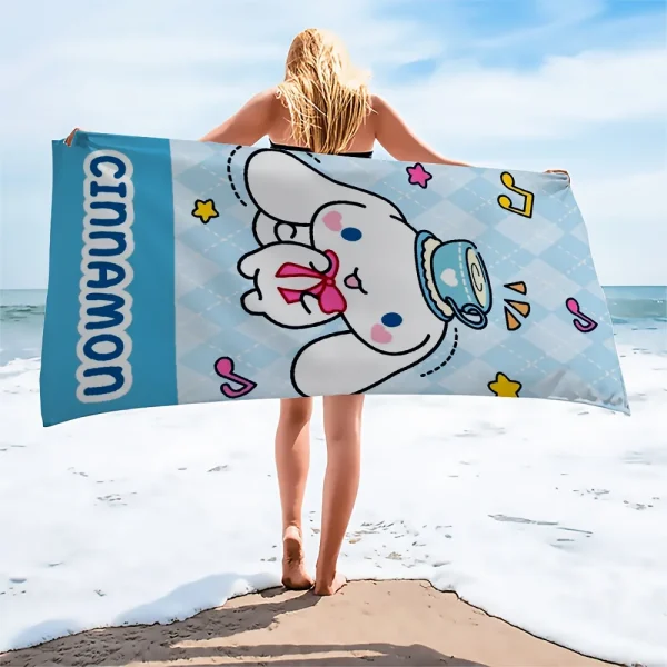 Leopard Print Hello Kitty Beach TowelMicrofiber terry bath towels for yoga, travel, swimming, fitness and camping 4