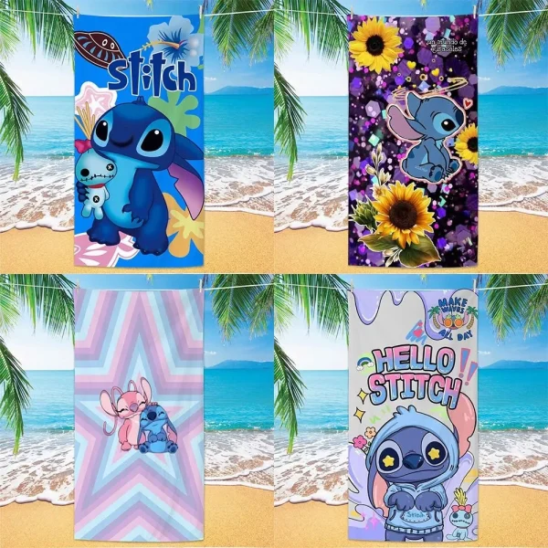 Stitch-Themed Beach Towels: Hello Stitch, Sunflowers, and More for Summer Fun! Suitable for towels, bath towels, beach towels 1