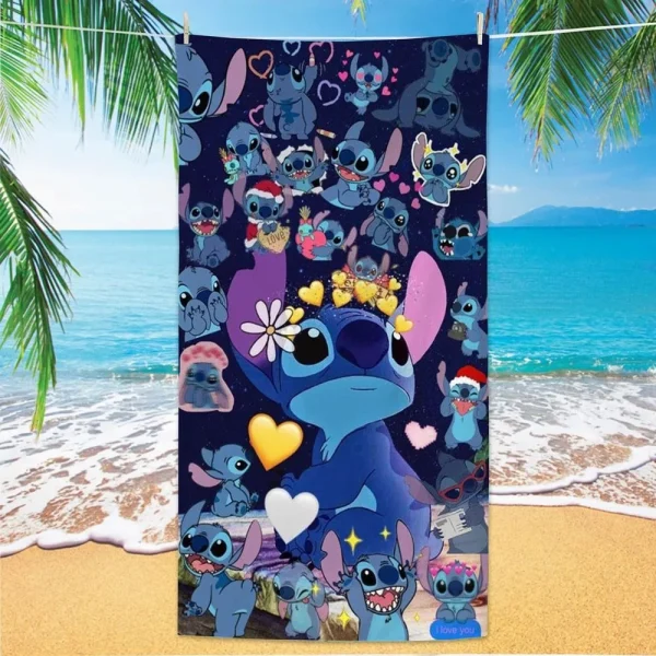 Stitch-Themed Beach Towels: Hello Stitch, Sunflowers, and More for Summer Fun! Suitable for towels, bath towels, beach towels 2