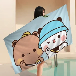Bubu And Dudu Cute Cartoon Microfiber Blanket Quick Drying Beach Towels Oversized Printing Super Absorbent Pool Towel Blanket 1