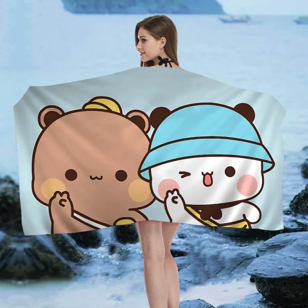 Bubu And Dudu Cute Cartoon Microfiber Blanket Quick Drying Beach Towels Oversized Printing Super Absorbent Pool Towel Blanket 3