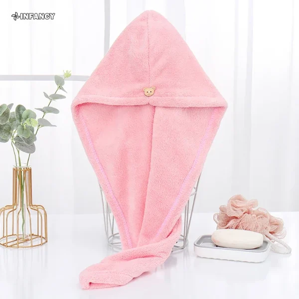 1PC Hair Drying Hat Quick-dry Microfiber Hair Towel Cap Hat Women Bath Hat Solid Towel Cap Super Absorption Turban Hair Dry Cap 4