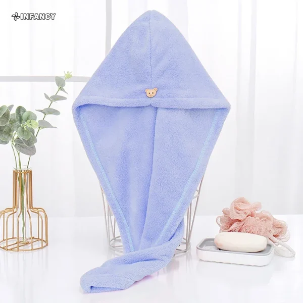 1PC Hair Drying Hat Quick-dry Microfiber Hair Towel Cap Hat Women Bath Hat Solid Towel Cap Super Absorption Turban Hair Dry Cap 6