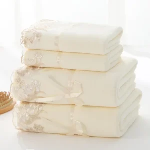 Lace Embroidered Bath Towel Set Microfiber for Adults Colourful Tree Bathroom Face Bath Towels Quick Dry Family Set Large Thick 1